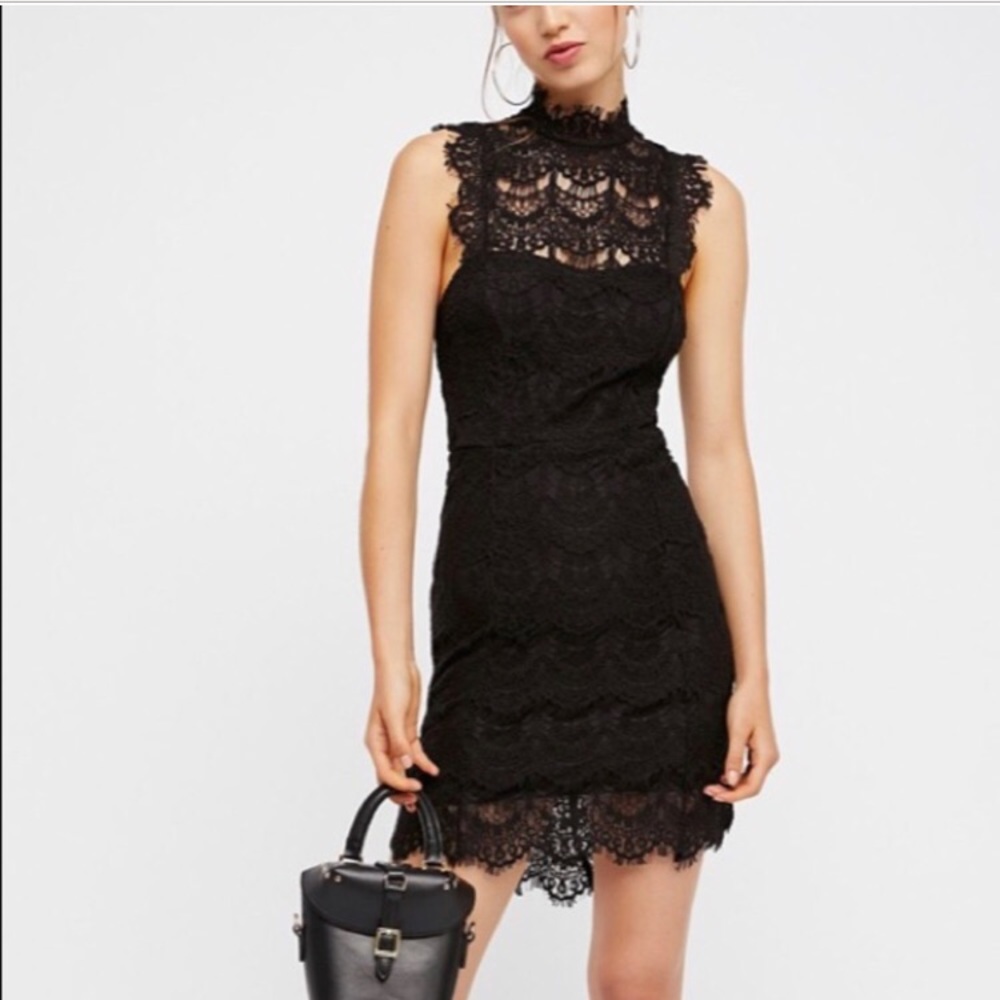 🙌 Free people black lace dress NWT